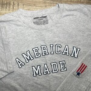 American Giant Flag Collection‎ "American Made" T Shirt Grey White Blue 4th July